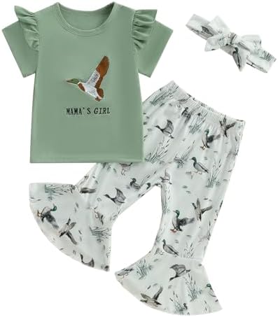 Cute Toddler Girls Streaming Flare Pants Set