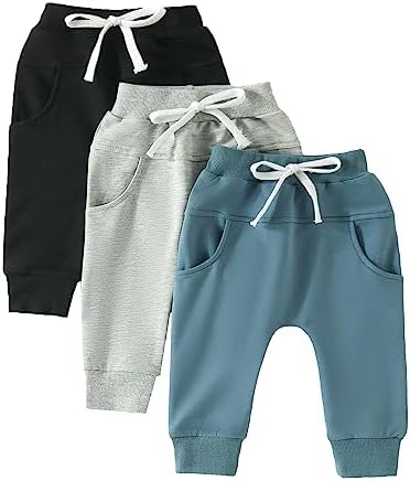 Shejingb Baby Boy Girl 3-Pack Jogger Pants