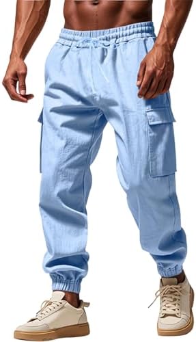 Elastic Waist Drawstring Linen Pants