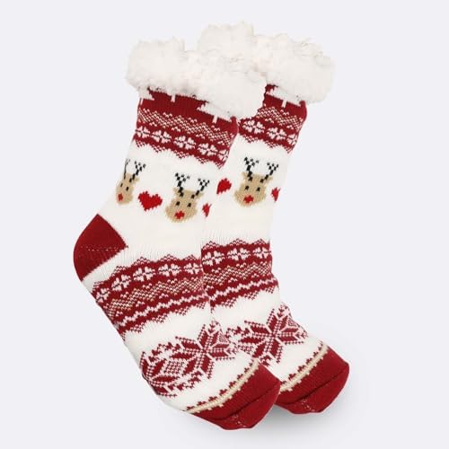 Fuzzy Cozy Christmas Socks for Women - High Ankle Fleece Warm Socks