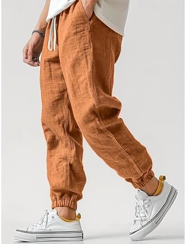 Mens Cotton Linen Casual Pants WENKOMG1