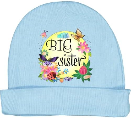 INKTASTIC Big Sister - Spring Bugs Butterflies Baby Beanie Hat