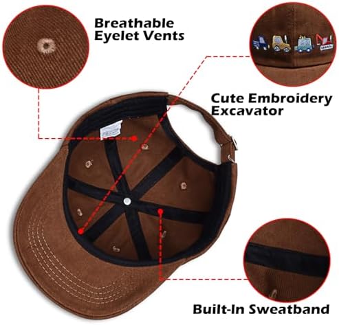 Excavator Car Embroidered Baseball Cap for Kids