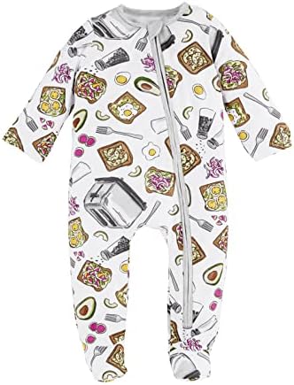 Mud Pie Unisex Baby Food Pajamas White Avocado Toast Design