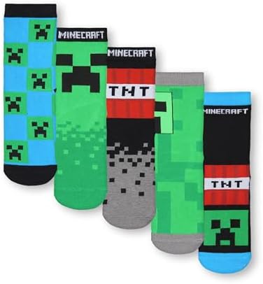 Minecraft Boys Socks Set Creeper TNT Print Fun