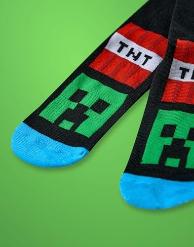 Minecraft Boys Socks Set Creeper TNT Print Fun