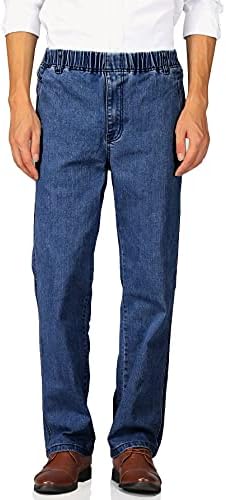 Soojun Casual Denim Pants for Men Elastic Waist 100