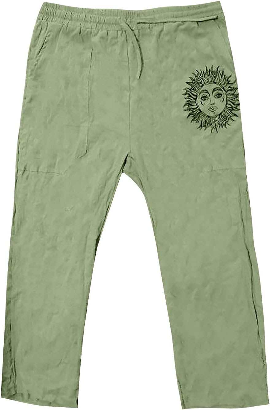 Premium Cotton Linen Pants Wide Leg Drawstring Comfortable Stylish