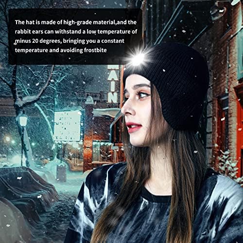 Warm LED Beanie Hat with Rechargeable Headlamp for Winter
