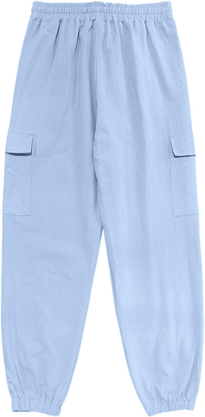 Elastic Waist Drawstring Linen Pants