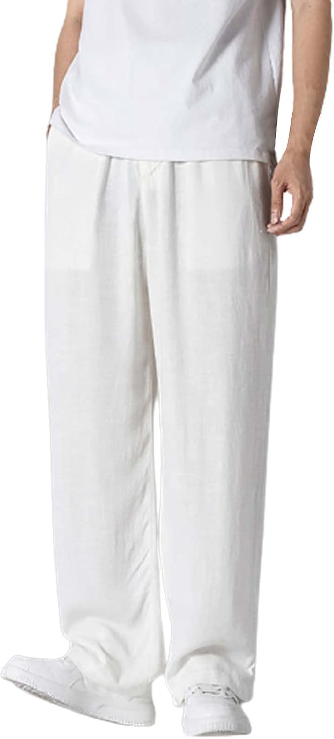 Mens Breathable Looser Fit Straight Trousers