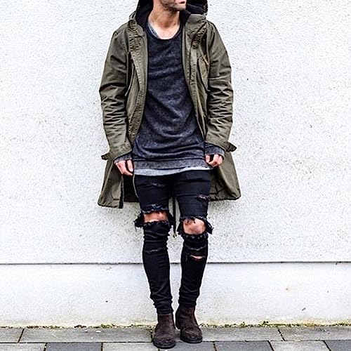 HUNtington Mens Ripped Skinny Jeans