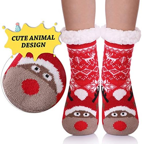 Yebing Kids slipped fuzzy winter socks Christmas anti-slippage