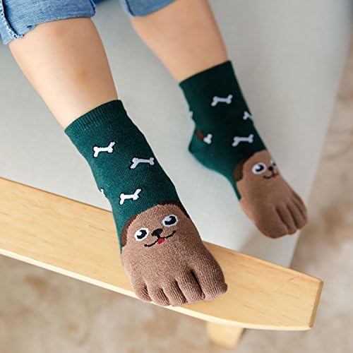 Artfasion Kids Toe Socks Cute Cotton Cartoon Animal Dog Cat Ankle Crew