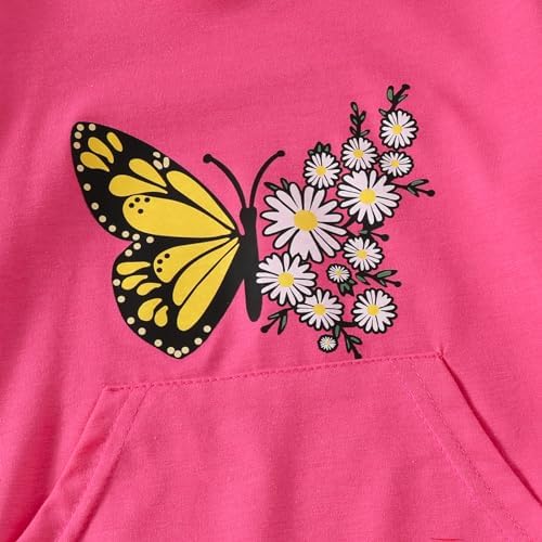 Butterfly Floral Print Toddler Hoodie Set