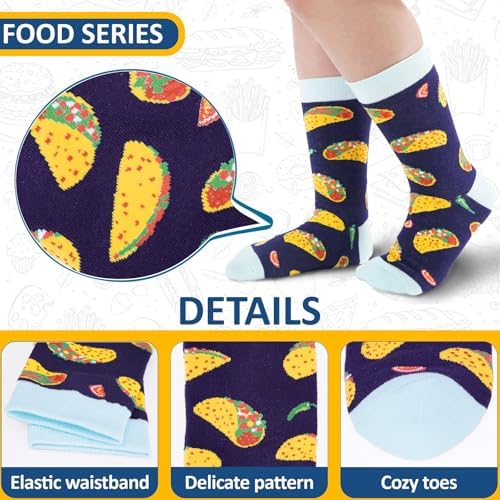 6-Pack Boys Girls Novelty Crew Socks for Kids