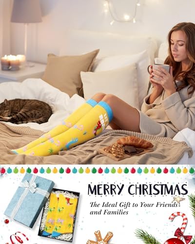 3 Pairs Fuzzy Novelty Reindeer Knee High Socks