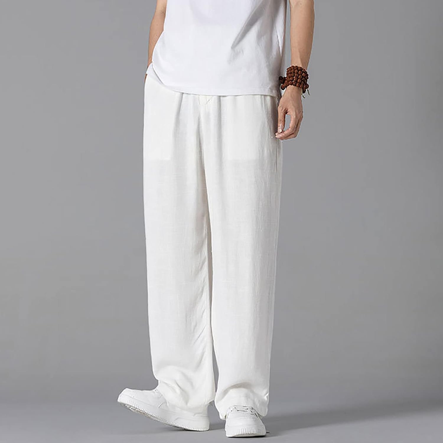 Mens Breathable Looser Fit Straight Trousers