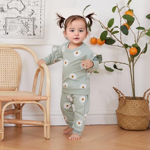 Cute Cozy-K kids Daisy Ruffle Sweater Set