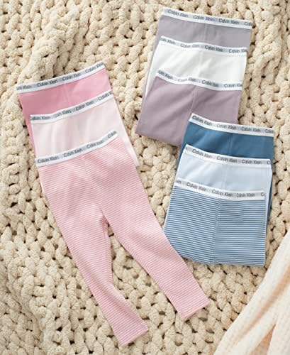Calvin Klein Baby Girls 3-Pack Cotton Pants Ultra-Soft Comfortable