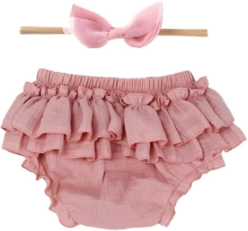 Baby Girls Bloomers Set with Bowknot Headband