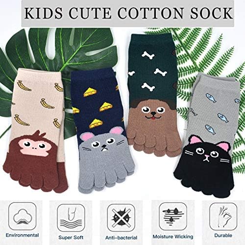 Artfasion Kids Toe Socks Cute Cotton Cartoon Animal Dog Cat Ankle Crew