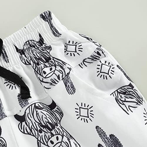 Newborn Toddler Boys Elastic Waist Cow Head Print Joggers