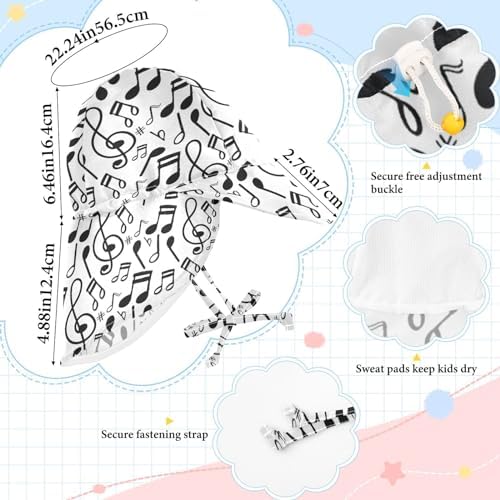 Perfect Baby Sun Hat for Music Note with Doodle Style 2-4T