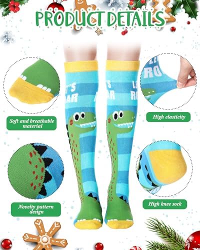 3 Pairs Fuzzy Novelty Reindeer Knee High Socks