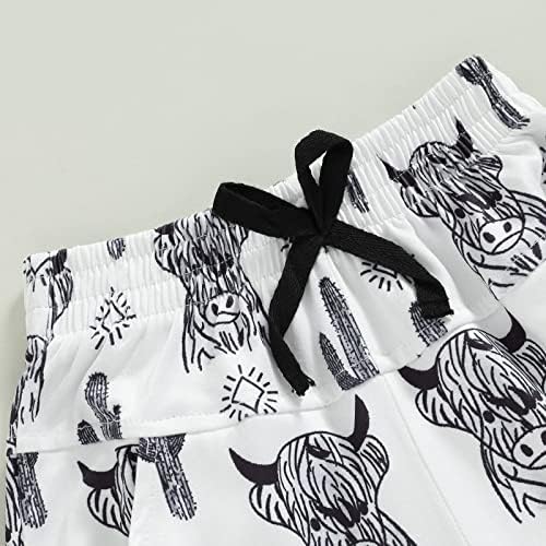 Newborn Toddler Boys Elastic Waist Cow Head Print Joggers