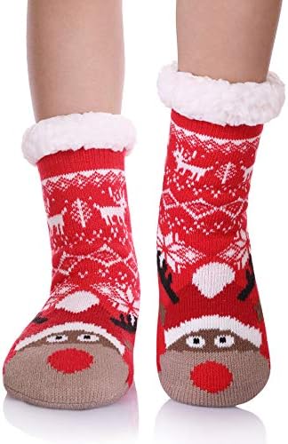 Yebing Kids slipped fuzzy winter socks Christmas anti-slippage