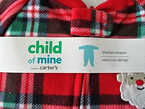 Carters Child of Mine Santa Plaid Blanket Sleeper 3T