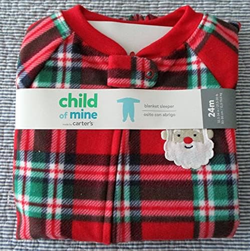 Carters Child of Mine Santa Plaid Blanket Sleeper 3T