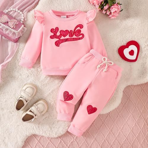 adorable fall valentines day set for baby girls