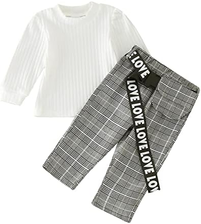 Newborn to Toddler Autumn-Winter Optical Ribbed Plaid Outfits for Girls