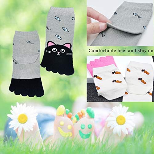 Artfasion Kids Toe Socks Cute Cotton Cartoon Animal Dog Cat Ankle Crew