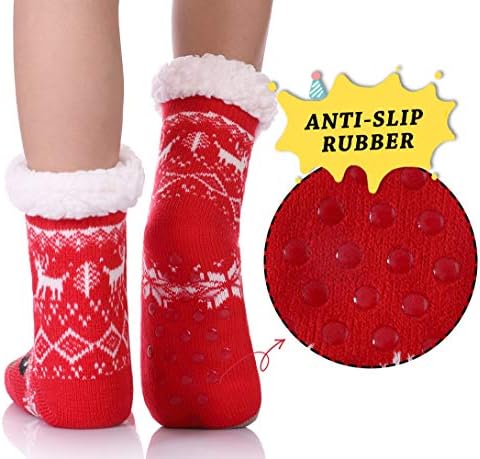 Yebing Kids slipped fuzzy winter socks Christmas anti-slippage
