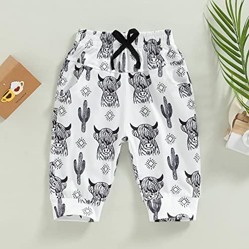 Newborn Toddler Boys Elastic Waist Cow Head Print Joggers