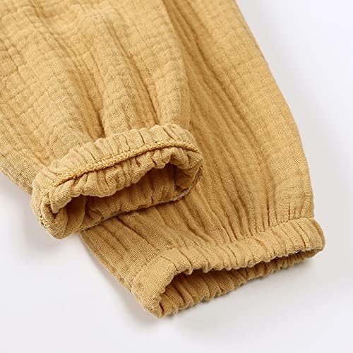 GFQLONG 3-Piece Elastic Waist Linen Pants for Toddler Girls