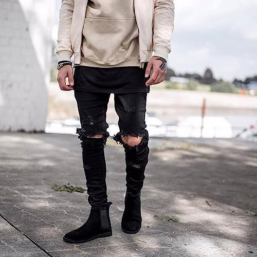 HUNtington Mens Ripped Skinny Jeans