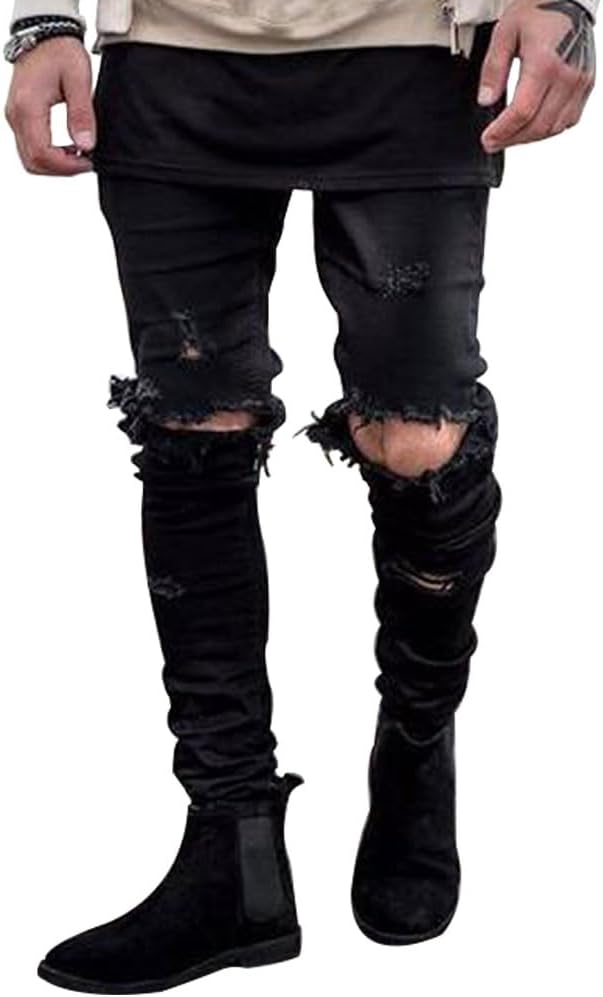 HUNtington Mens Ripped Skinny Jeans