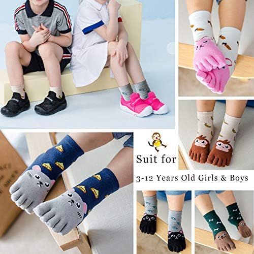Artfasion Kids Toe Socks Cute Cotton Cartoon Animal Dog Cat Ankle Crew