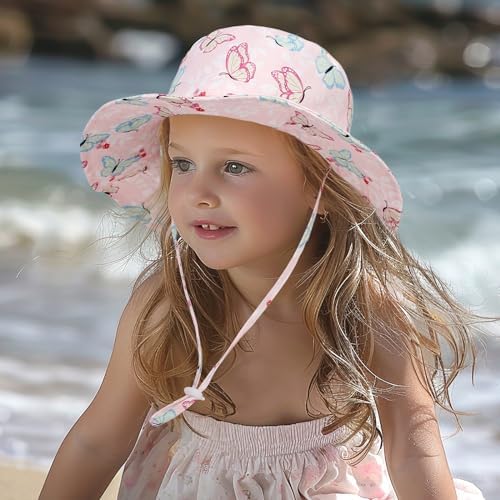 ILUFAM 2PCS Baby Toddler Printed Sun Hats Infant Toddler Upf 50 Beach Caps