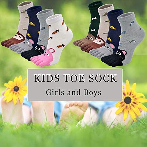 Artfasion Kids Toe Socks Cute Cotton Cartoon Animal Dog Cat Ankle Crew