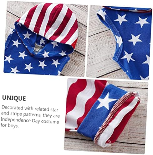 Boys Independence Day Costume Set - Patriotic Sleeveless Hoodie Shorts