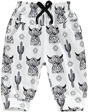 Newborn Toddler Boys Elastic Waist Cow Head Print Joggers