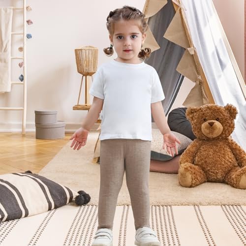 Dalukit 3-Pack Baby Girl Soft Ribbed Leggings
