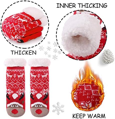 Yebing Kids slipped fuzzy winter socks Christmas anti-slippage