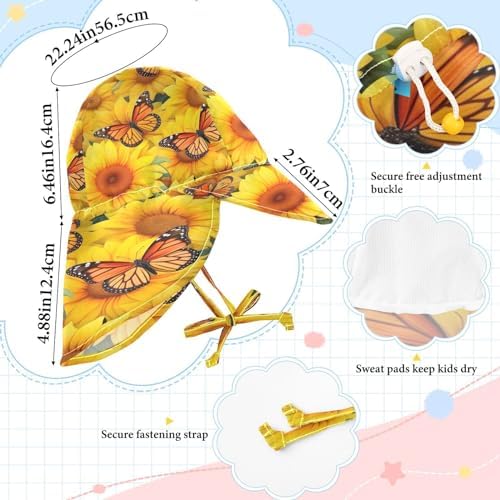 Emelivor Yellow Sun Hat 50 UPF Toddler Beach Hat for Kids