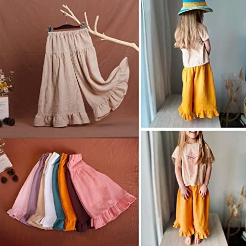 HOOLCHEAN Soft Cotton Gauze Ruffle Wide Leg Pants for Baby Girls